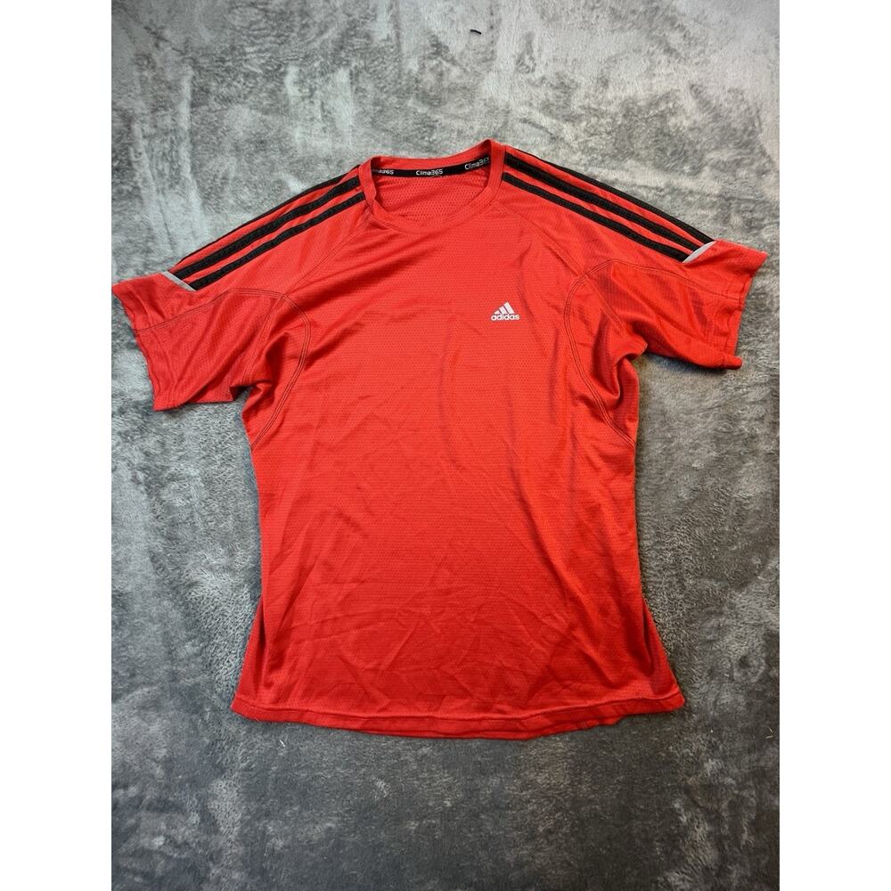 ADIDAS Shirt Mens Medium Clima 365 Tee Top Red Mesh Athleisure